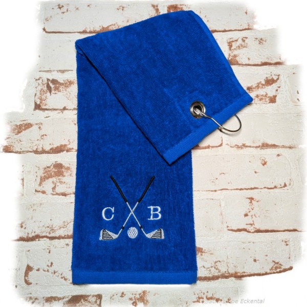 Golfhandtuch dunkelblau mit Initialen